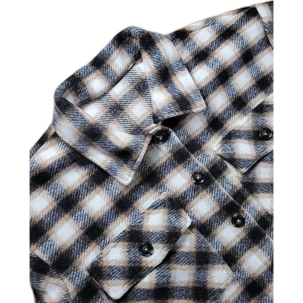 Terra & Sky Women's Plus Size Plaid Button Down Shacket Size‎ 3XL 22 BROWN